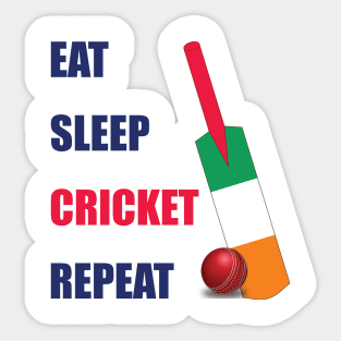 Eat Sleep Cricket Repeat Ireland Flag Cricket Bat Sticker